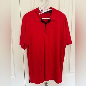 ADIDAS GOLF Men's ADICROSS Red Print Short Sleeve Polo Shirt Sz L